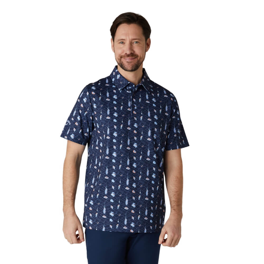 Callaway All Over Golf Pique Herre Navy