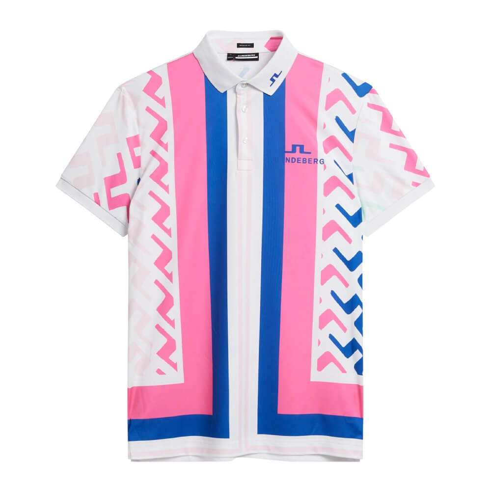 J.Lindeberg Special Tour Tech Print Pique Herre Pink Painted Bridge