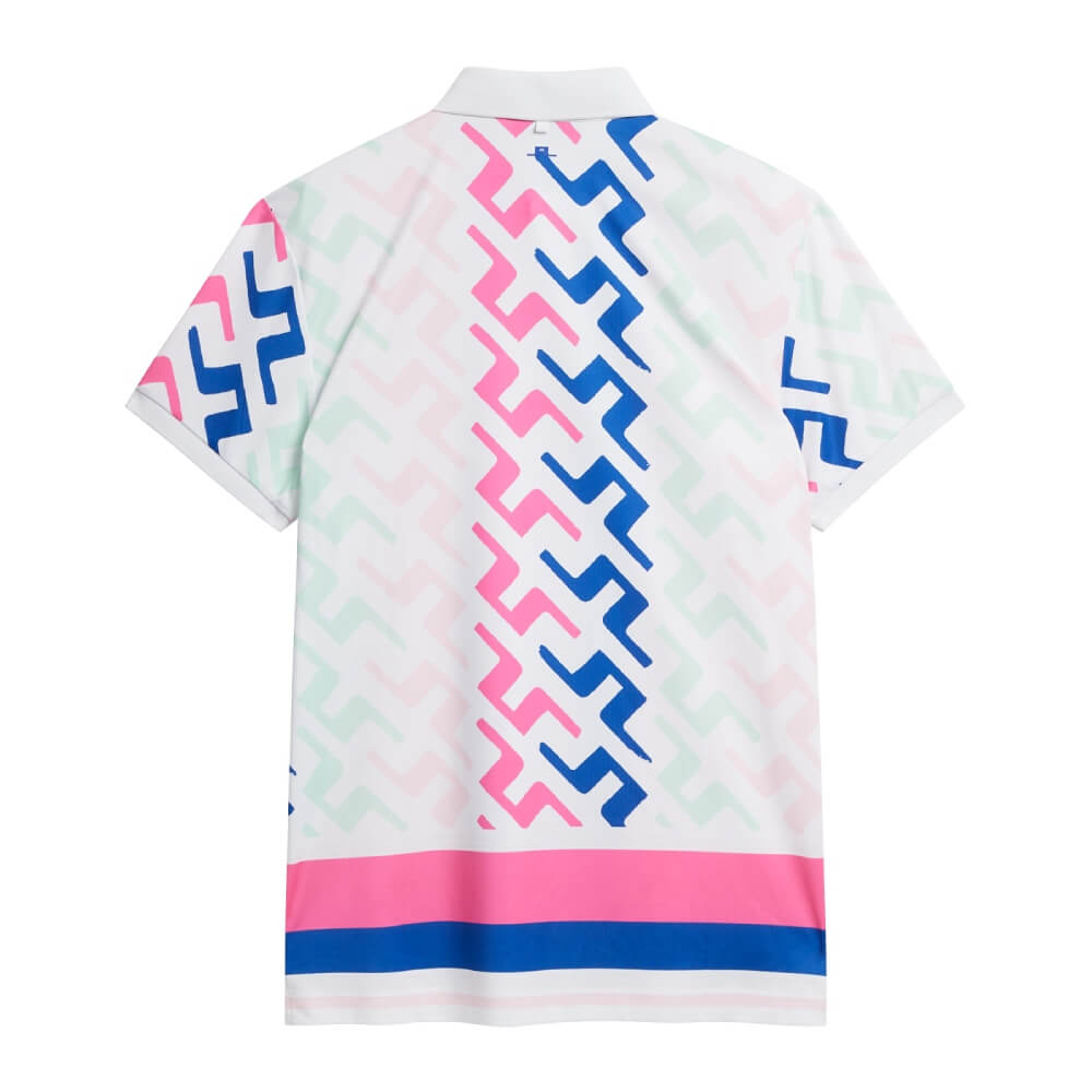 J.Lindeberg Special Tour Tech Print Pique Herre Pink Painted Bridge