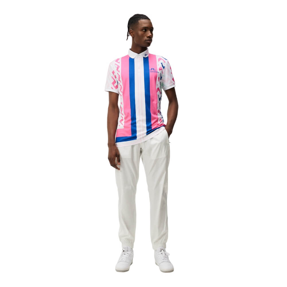 J.Lindeberg Special Tour Tech Print Pique Herre Pink Painted Bridge