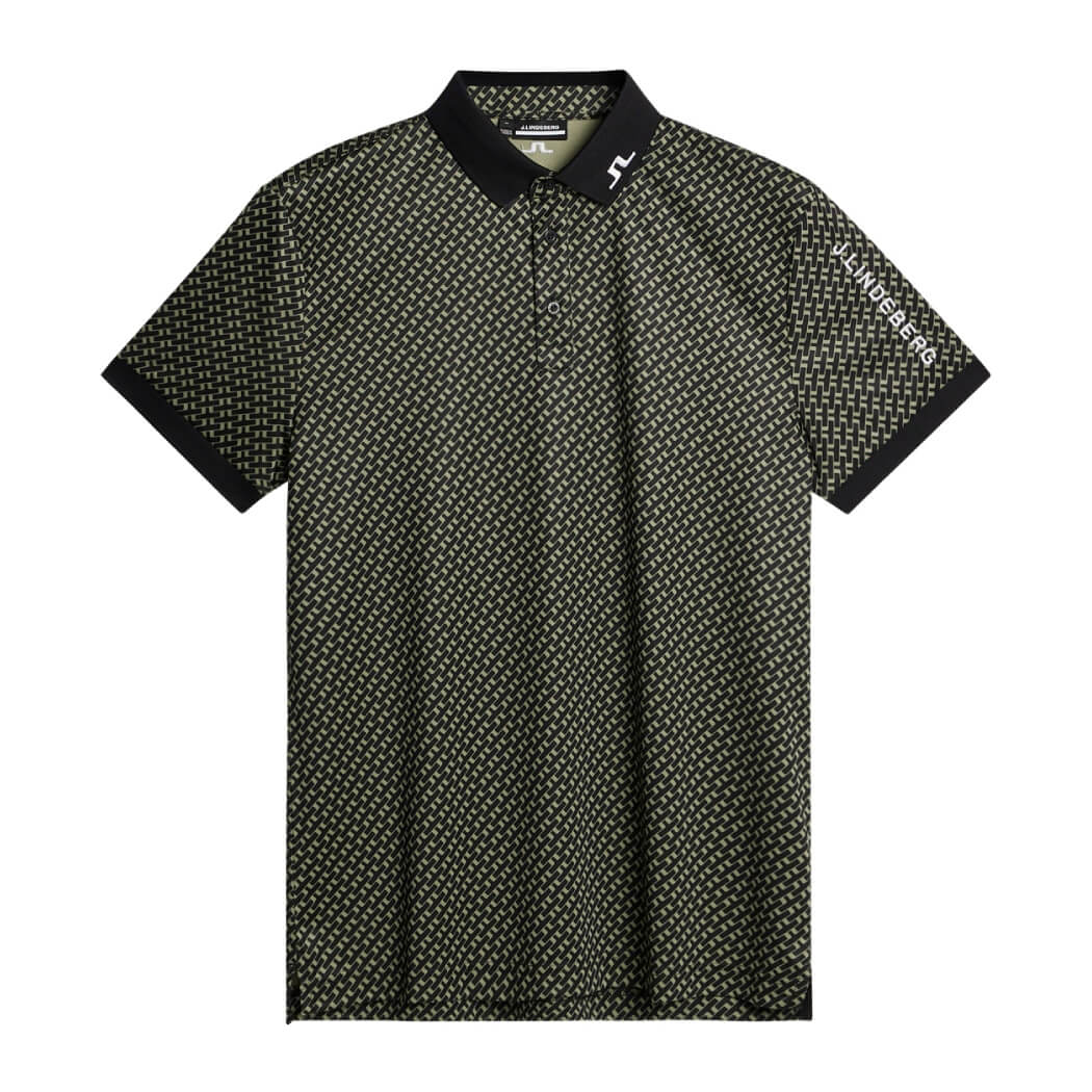 J.Lindeberg Tour Tech Print Pique Herre Grønn