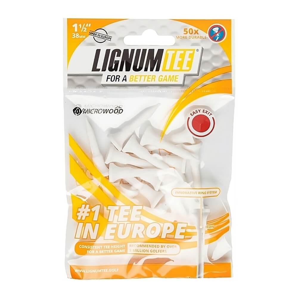 Lignum Tee 38mm Golfpegger Hvit 16pk