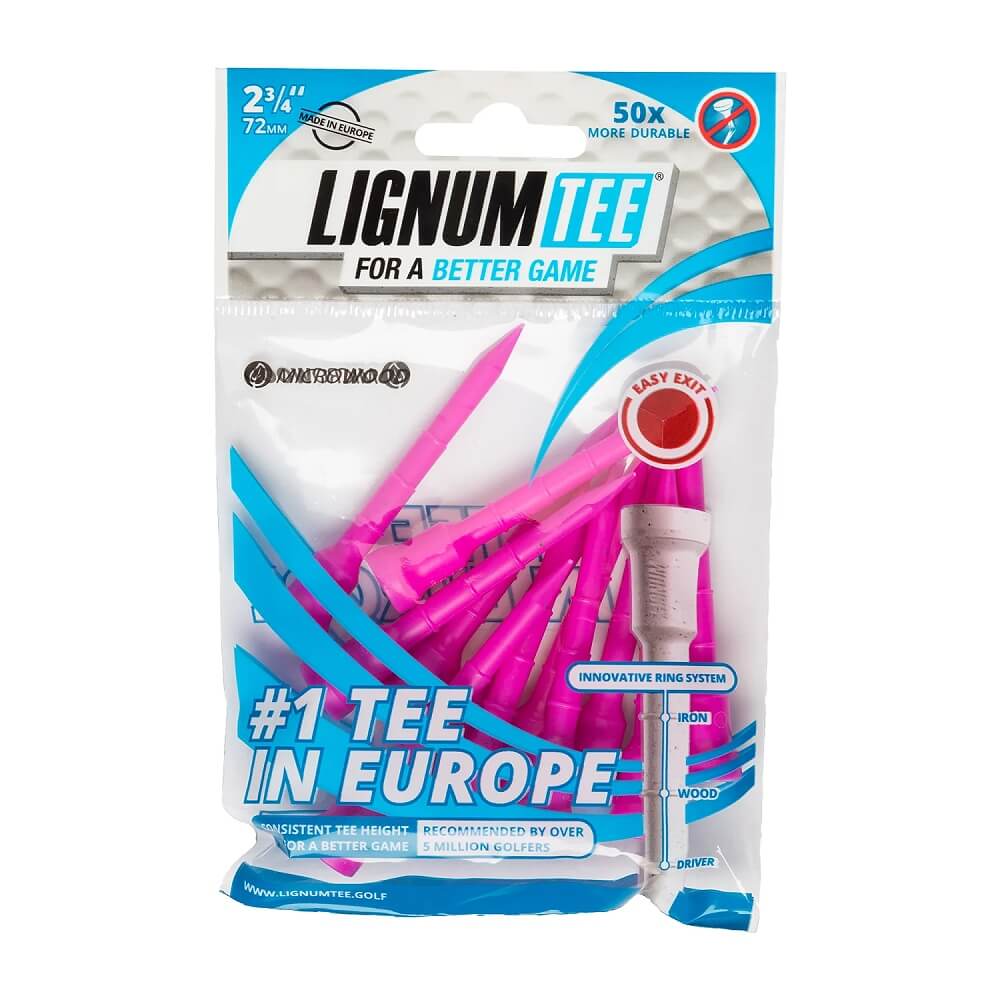 Lignum Tee 72mm Golfpegger Rosa 12pk