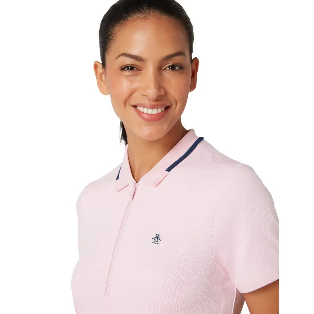 Original Penguin Ribbed Pique Dame Rosa