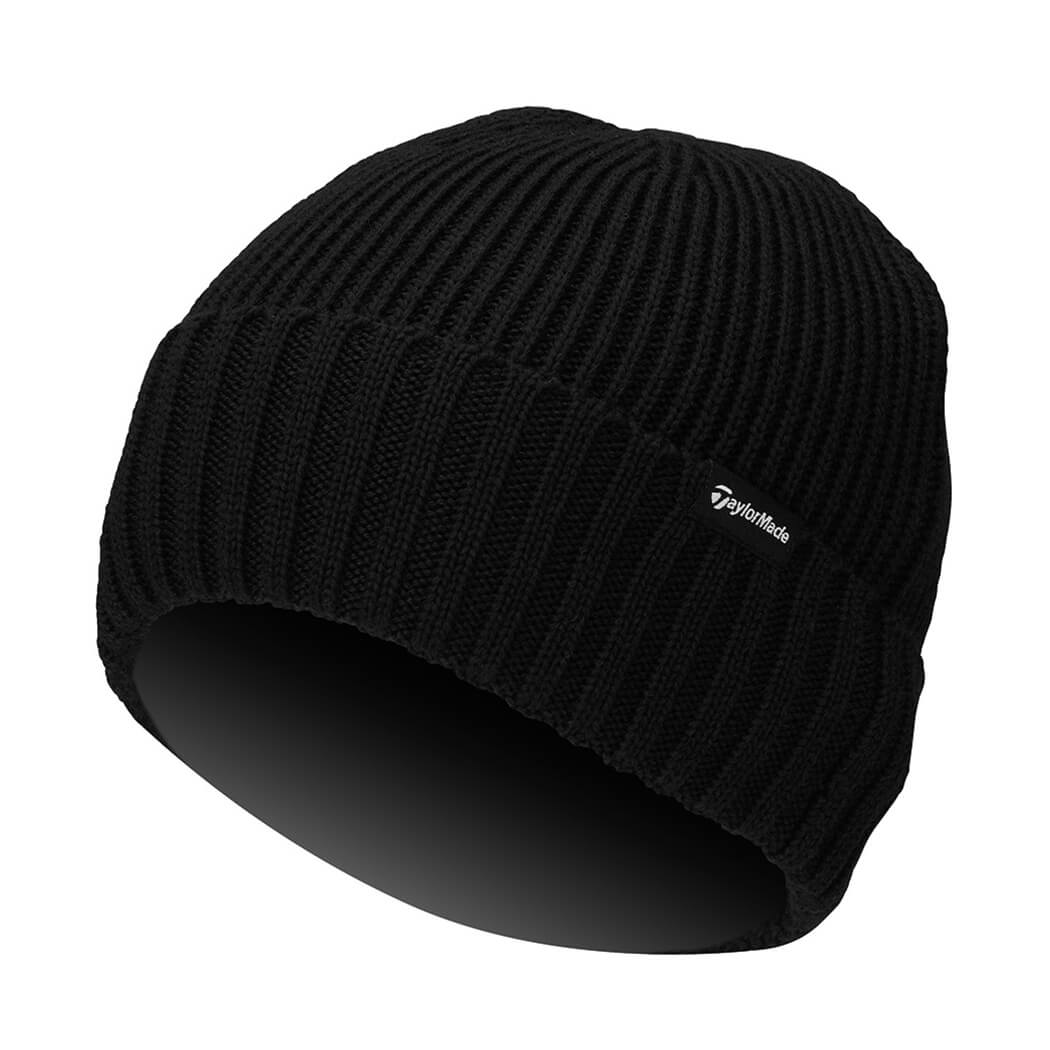 TaylorMade Ribbed Nit Beanie Lue Sort