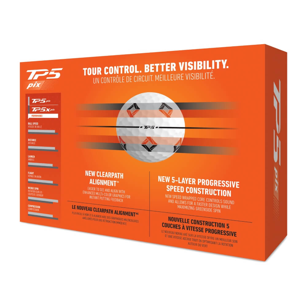 TaylorMade TP5 Pix Golfball Hvit
