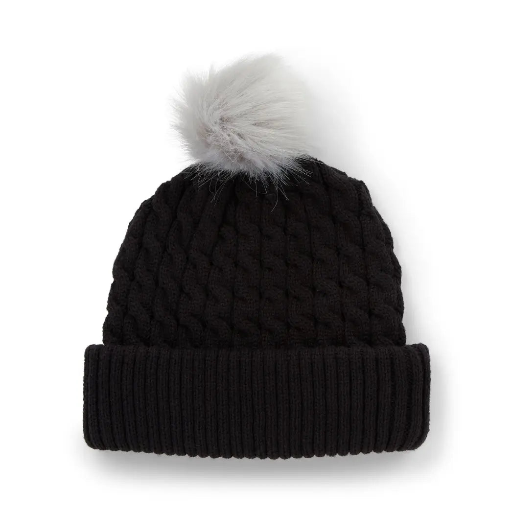 Titleist Cable Knit Pom Sort/Hvit