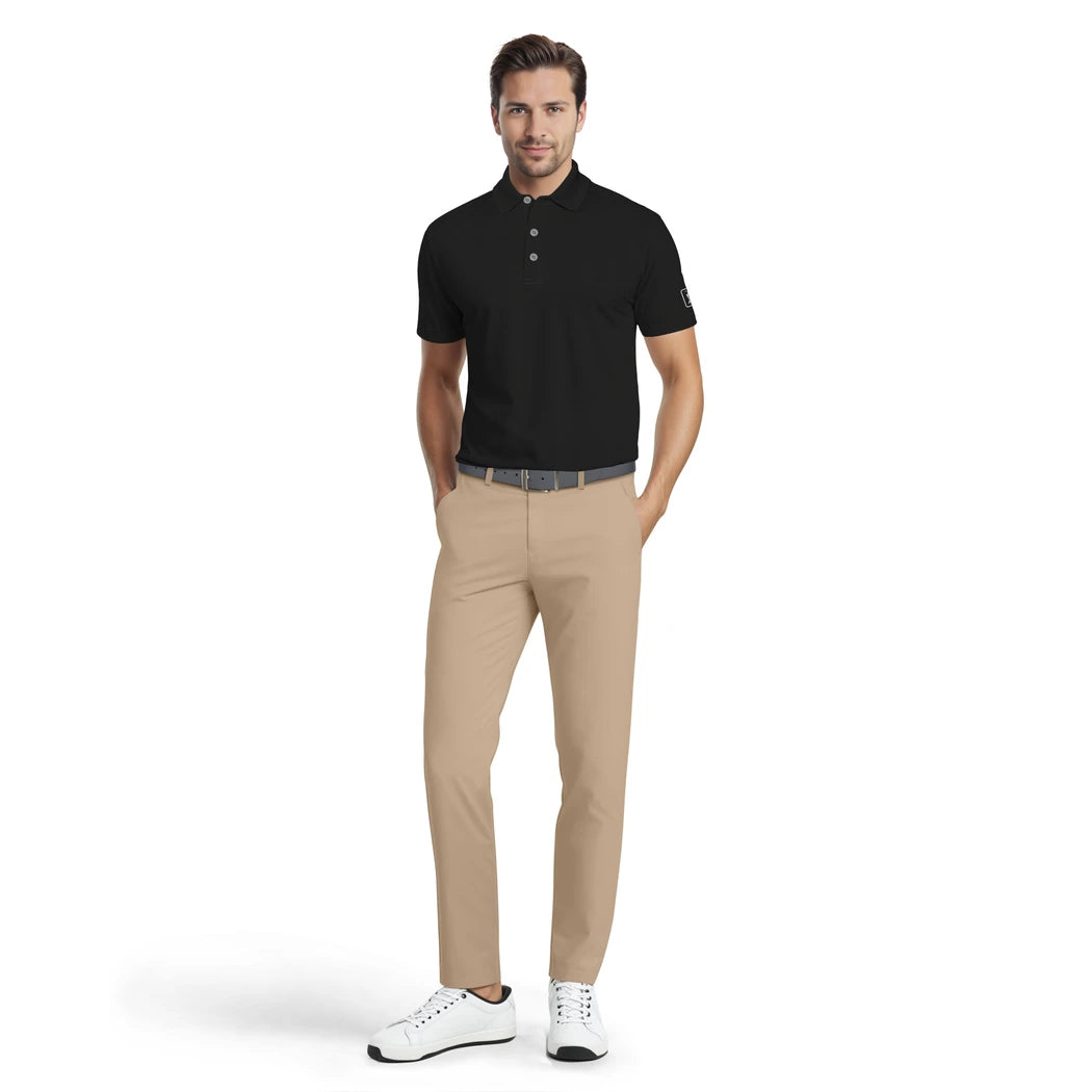 PGA Tour Solid Cooling Pique Herre Sort