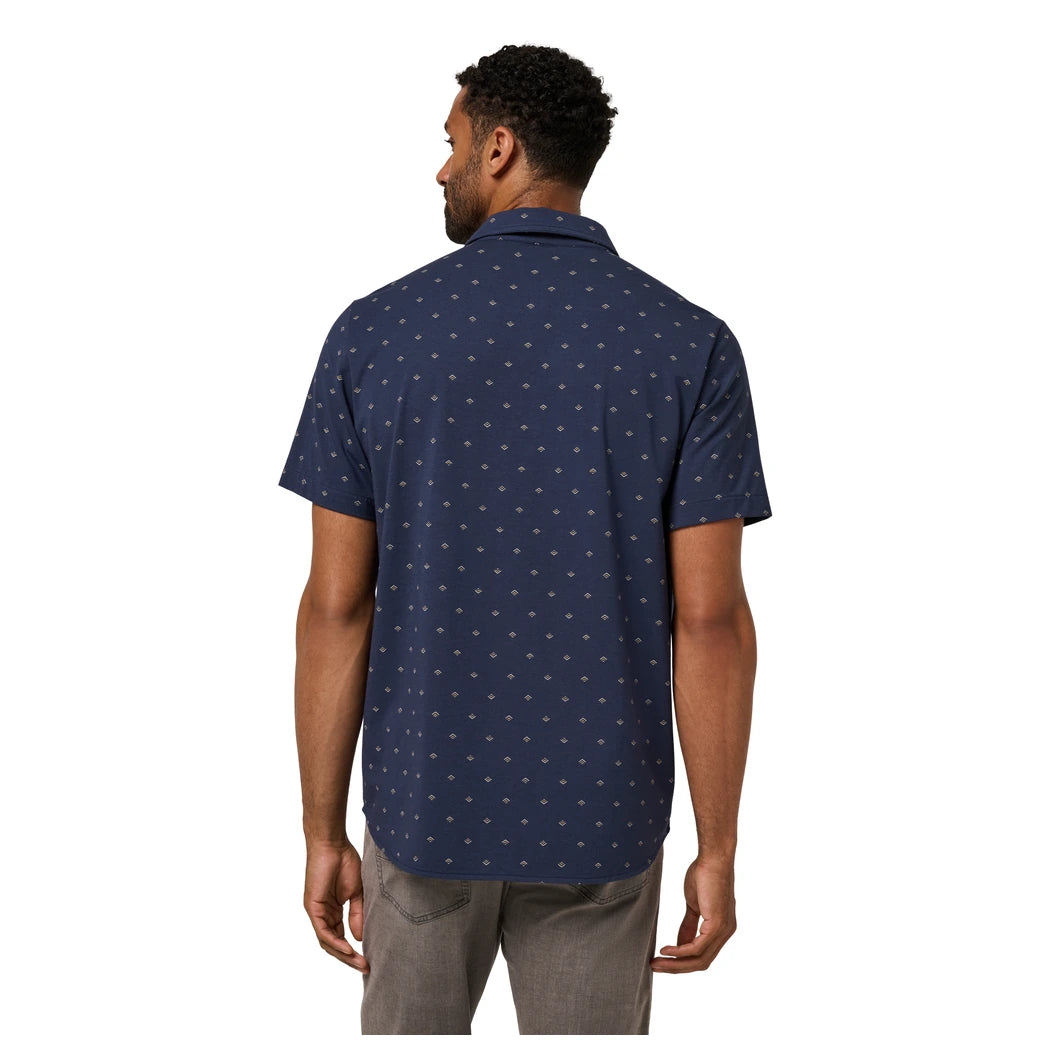 Travis Mathew Comfortknit Geo Skjorte Herre Total Eclipse