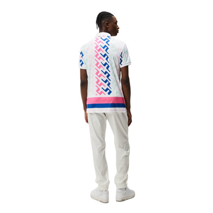 J.Lindeberg Special Tour Tech Print Pique Herre Pink Painted Bridge