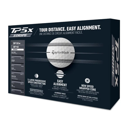 TaylorMade TP5x Stripe Golfball Hvit