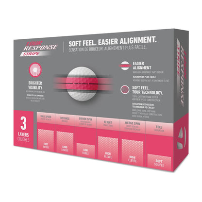 TayorMade Tour Response Stripe Golfball Hvit/Rosa