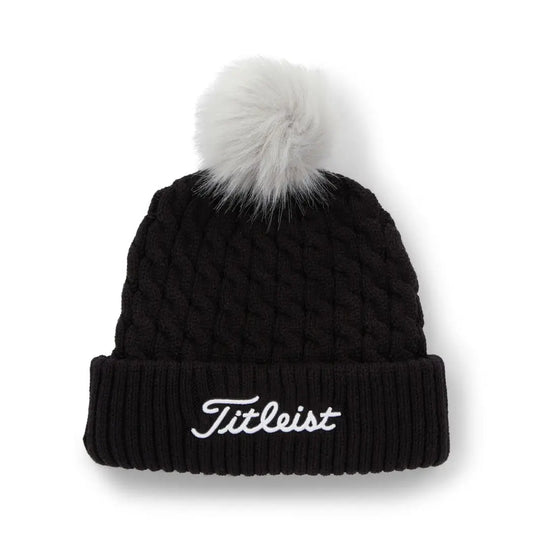 Titleist Cable Knit Pom Sort/Hvit