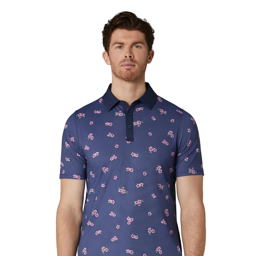 Callaway Azalea Gingham Print Pique Herre Navy