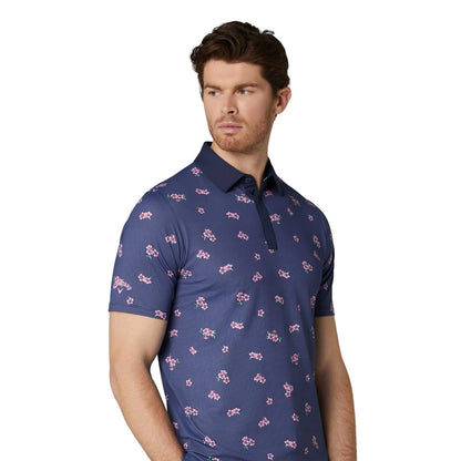 Callaway Azalea Gingham Print Pique Herre Navy