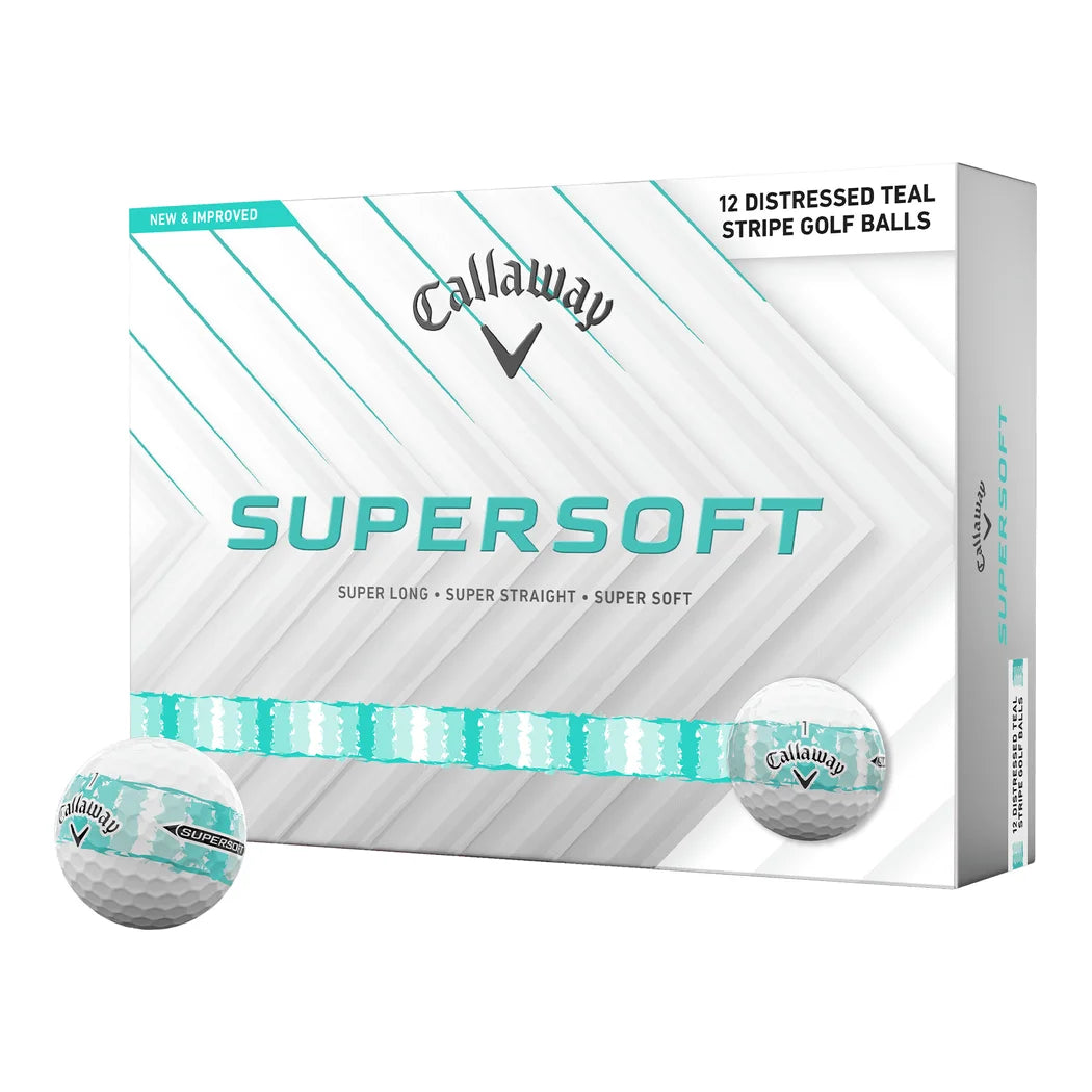 Callaway Supersoft Distressed Stripe Golfball Teal/Hvit – bilde 1