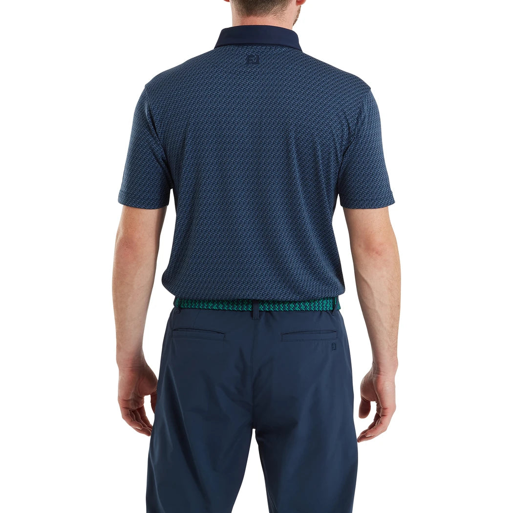 FootJoy Star Geo Jacquard Pique Herre Navy