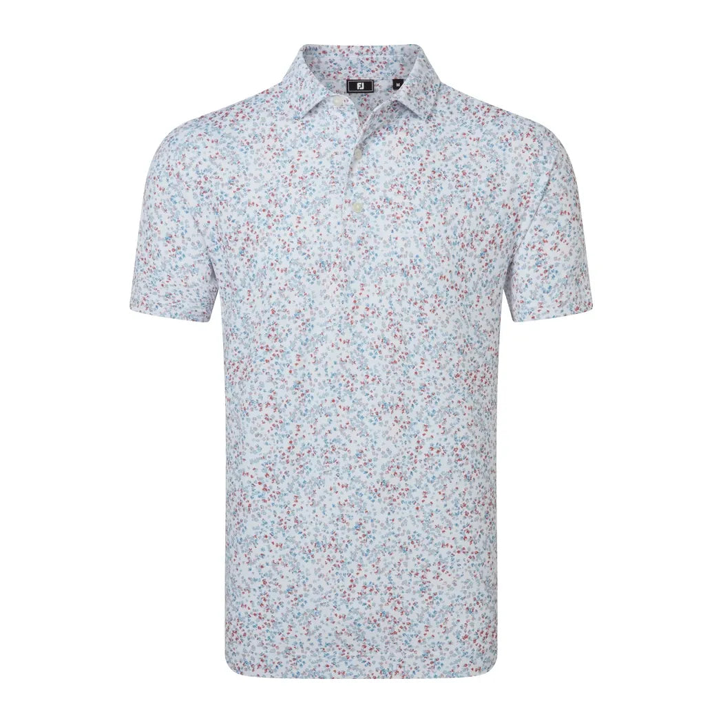 FootJoy Watercolour Floral Print Pique Herre Hvit