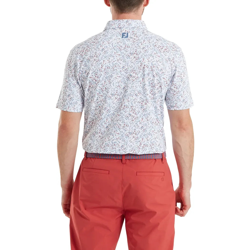 FootJoy Watercolour Floral Print Pique Herre Hvit