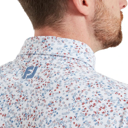 FootJoy Watercolour Floral Print Pique Herre Hvit