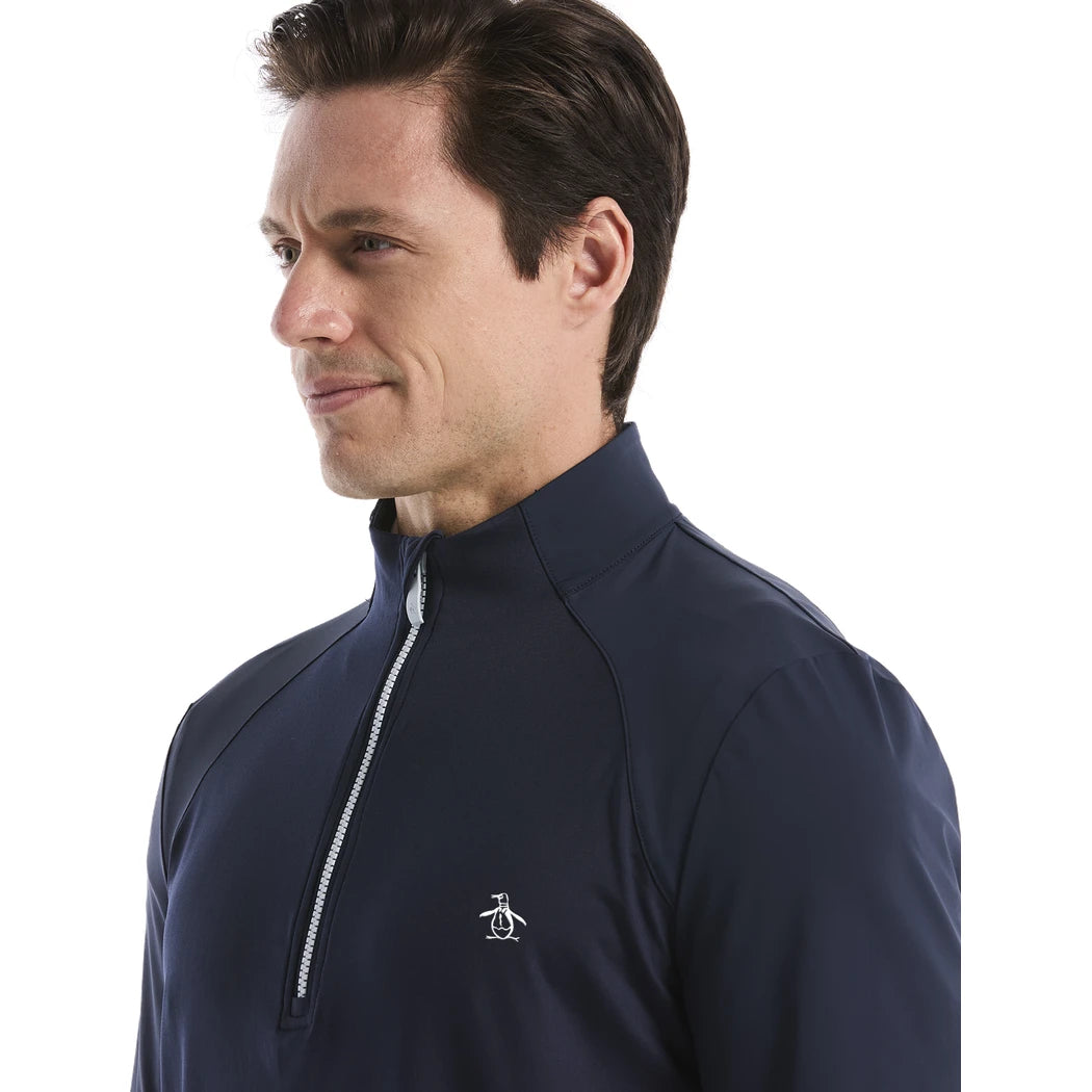 Original Penguin LS Mixed Media 1/4 Zip Pullover Herre Navy