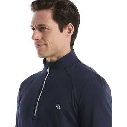 Original Penguin LS Mixed Media 1/4 Zip Pullover Herre Navy