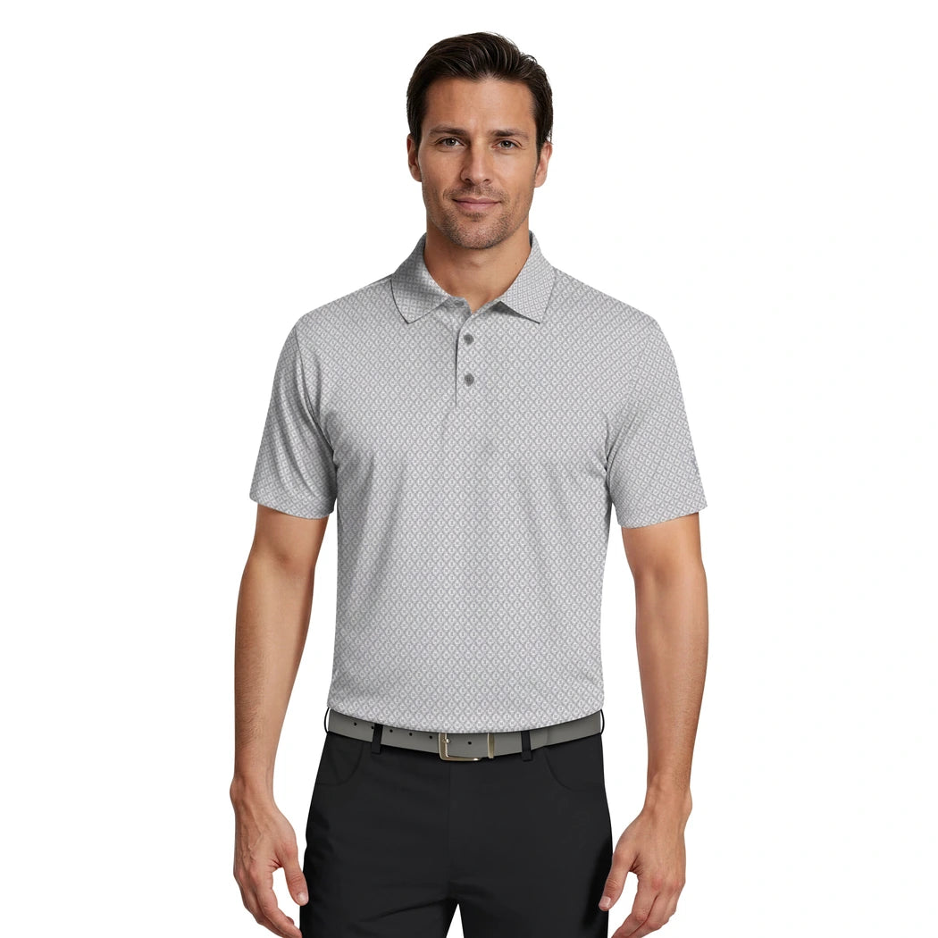 PGA Tour Essential Geo Print Pique Herre Grå