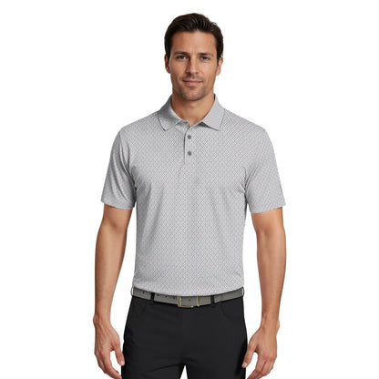 PGA Tour Essential Geo Print Pique Herre Grå