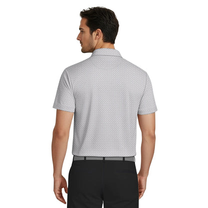 PGA Tour Essential Geo Print Pique Herre Grå