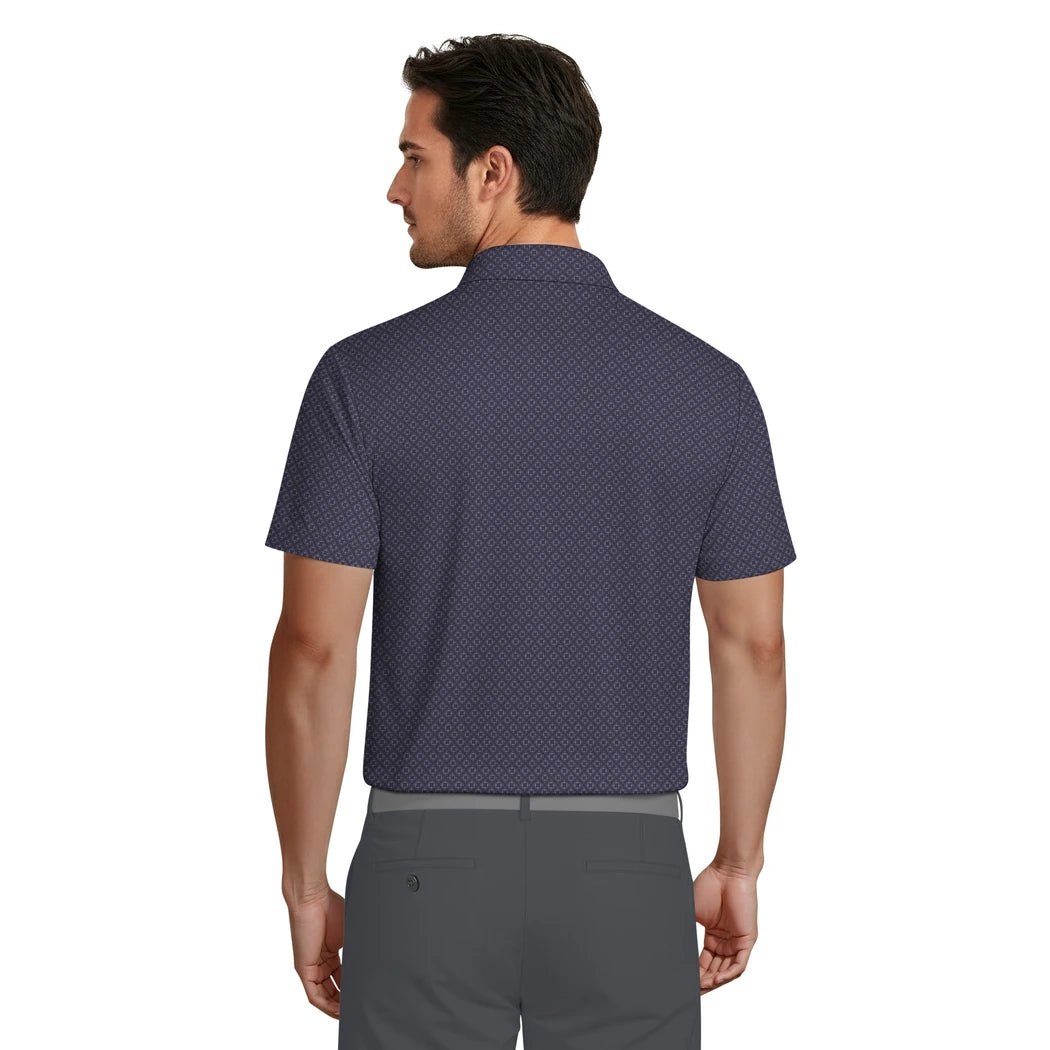 PGA Tour Essential Geo Print Pique Herre Navy