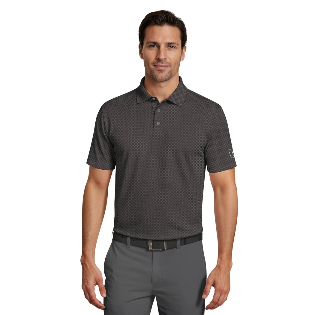 PGA Tour Essential Geo Print Pique Herre Sort