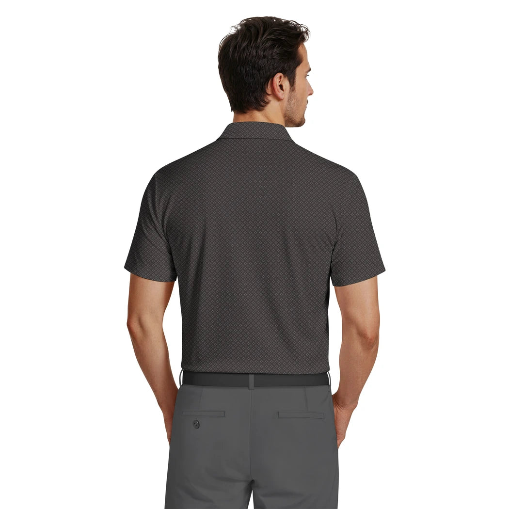 PGA Tour Essential Geo Print Pique Herre Sort