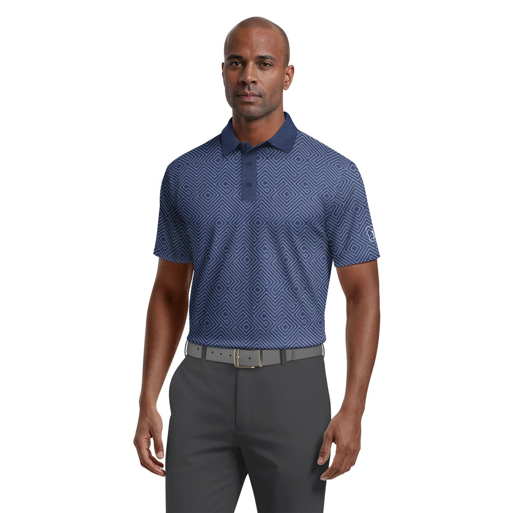 PGA Tour Linear Jaspe Print Pique Herre Navy