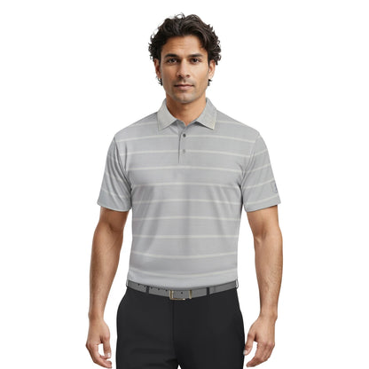 PGA Tour Striped Jacquard Pique Herre Grå