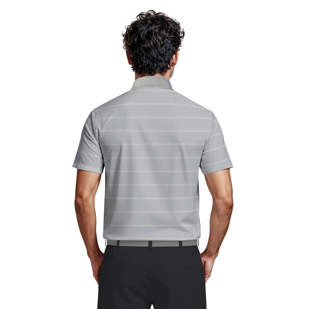 PGA Tour Striped Jacquard Pique Herre Grå