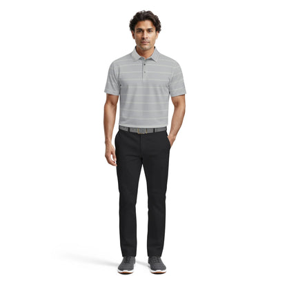 PGA Tour Striped Jacquard Pique Herre Grå