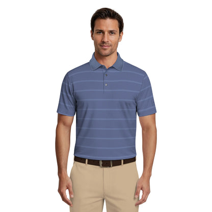 PGA Tour Striped Jacquard Pique Herre Navy