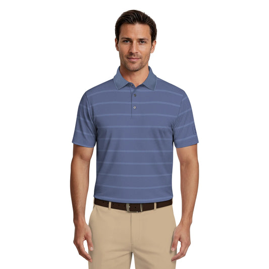 PGA Tour Striped Jacquard Pique Herre Navy
