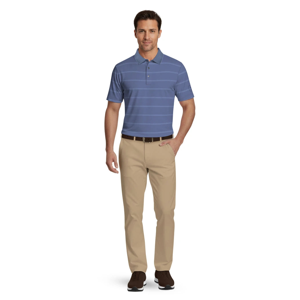 PGA Tour Striped Jacquard Pique Herre Navy