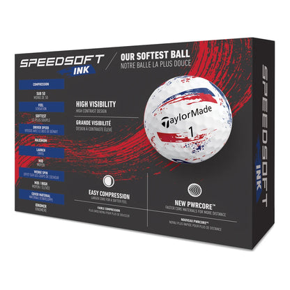 TaylorMade SpeedSoft Ink Golfball Blå/Rød