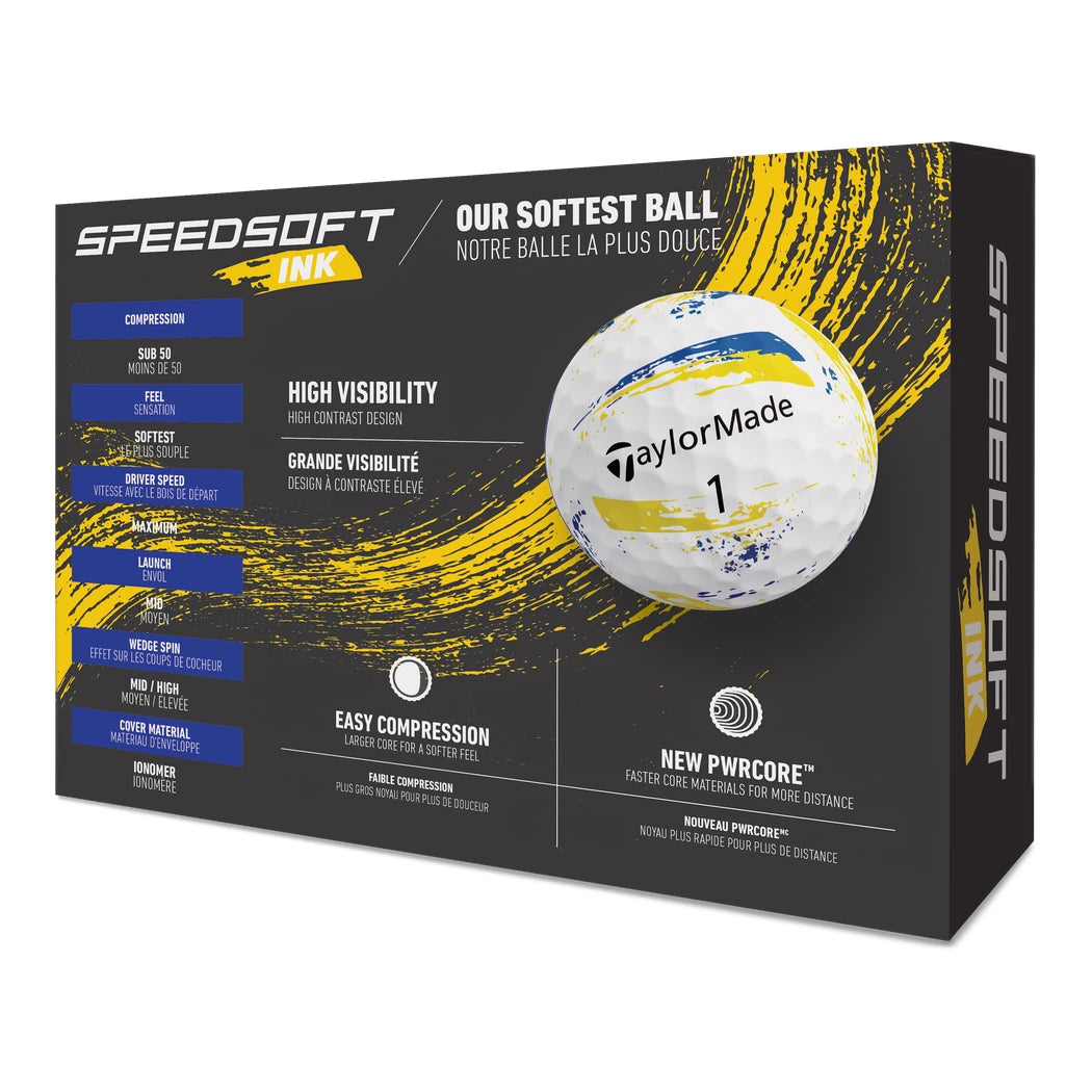 TaylorMade SpeedSoft Ink Golfball Gul/Blå