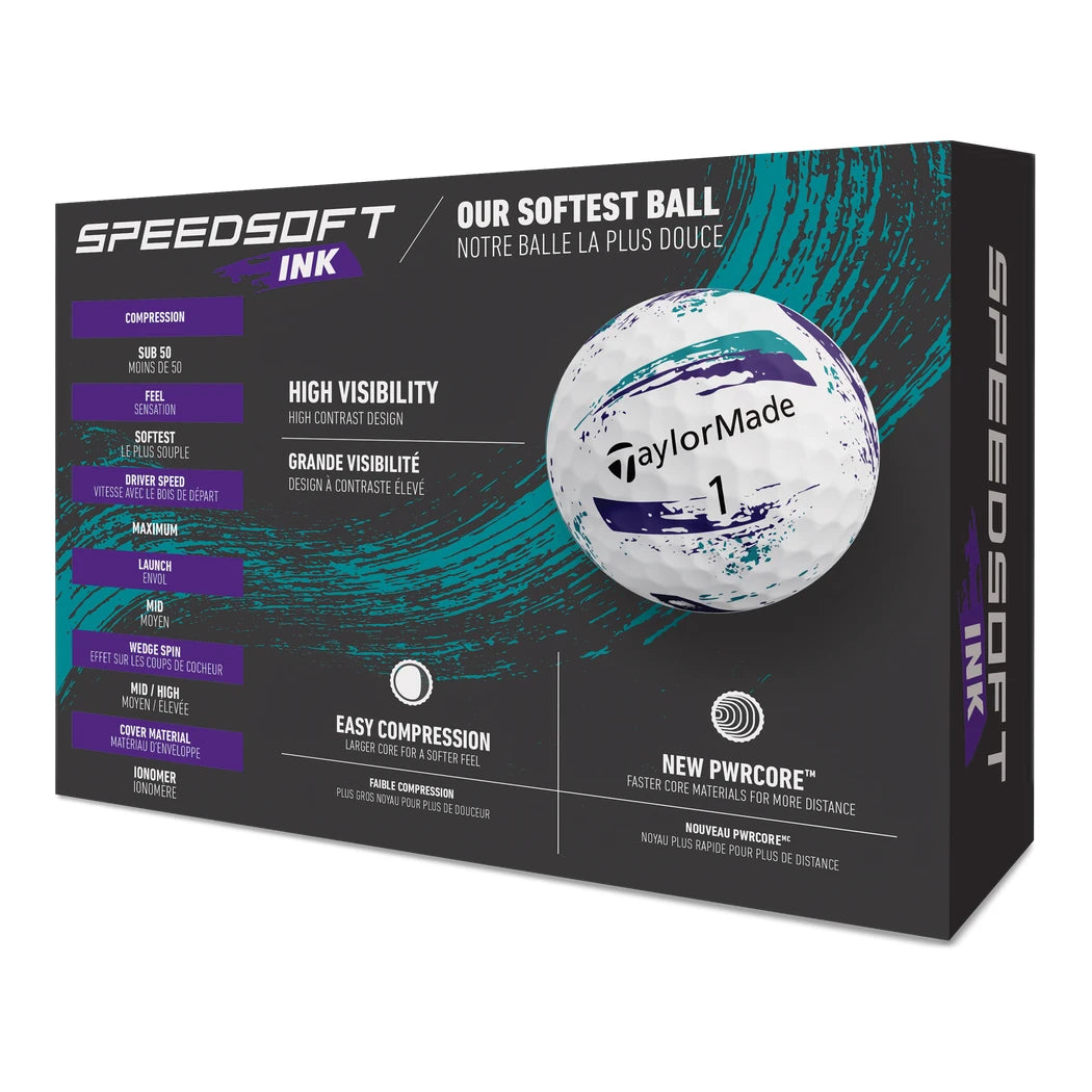 TaylorMade SpeedSoft Ink Golfball Lilla/Teal