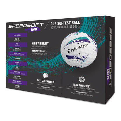 TaylorMade SpeedSoft Ink Golfball Lilla/Teal