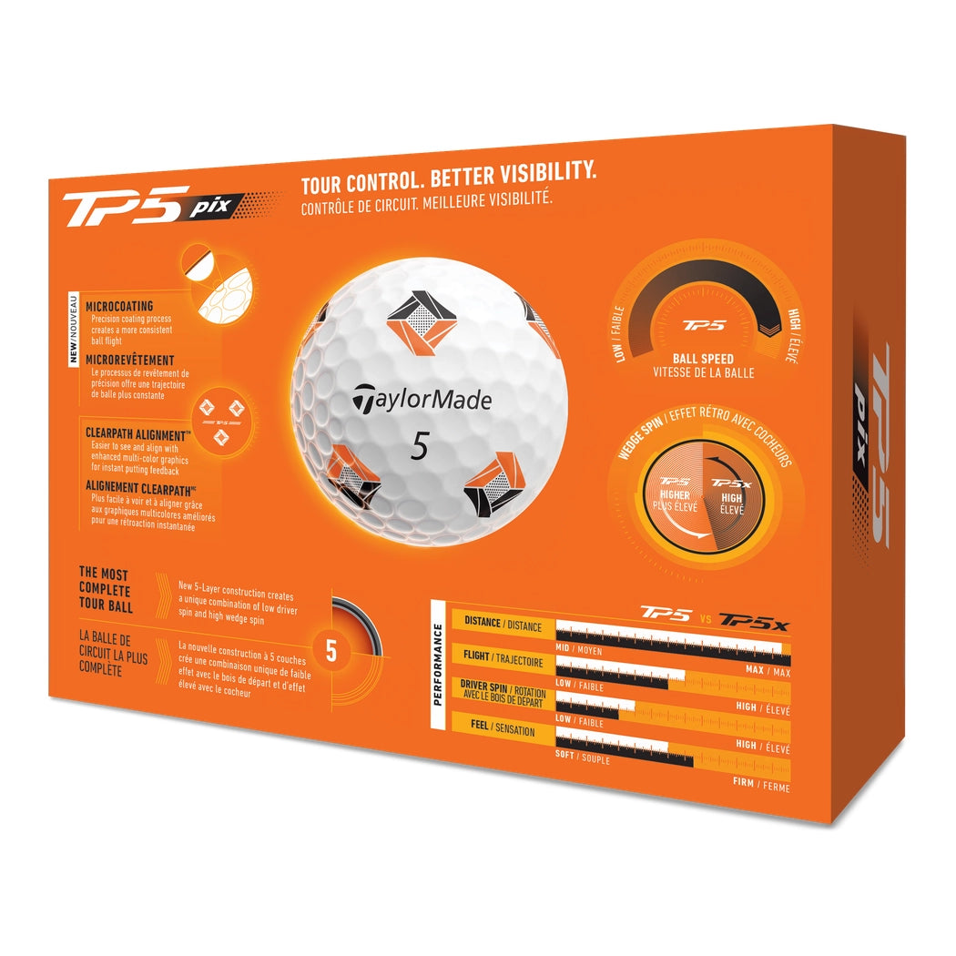 TaylorMade TP5 Pix Golfball Hvit