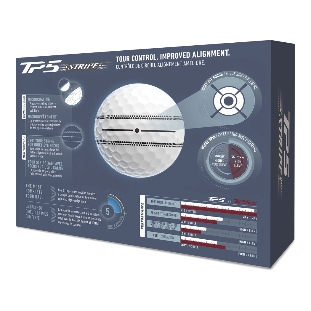 TaylorMade TP5 Stripe Golfball Hvit