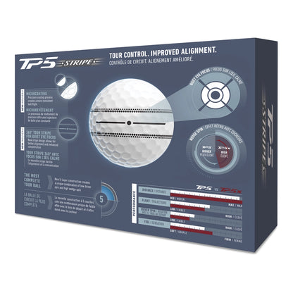 TaylorMade TP5 Stripe Golfball Hvit