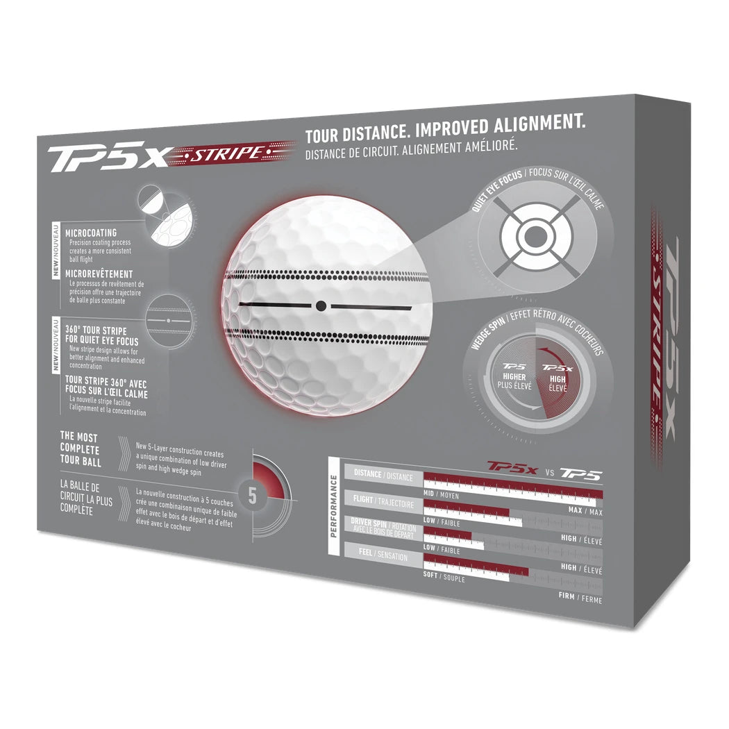 TaylorMade TP5x Stripe Golfball Hvit