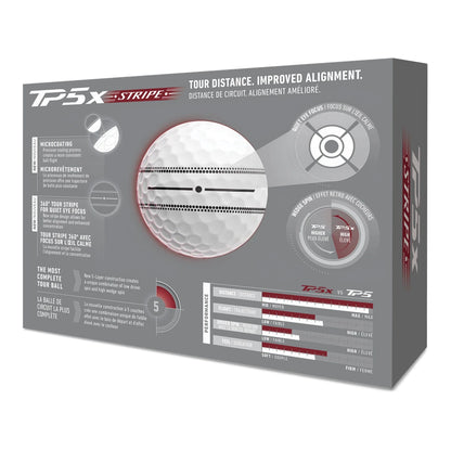 TaylorMade TP5x Stripe Golfball Hvit