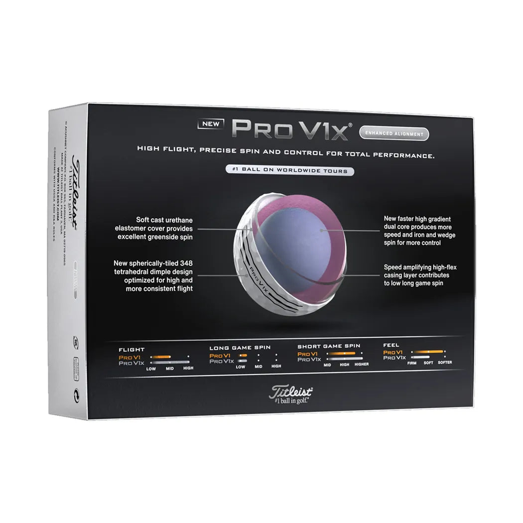 Titleist Pro V1x Enhanced Align Golfball Hvit