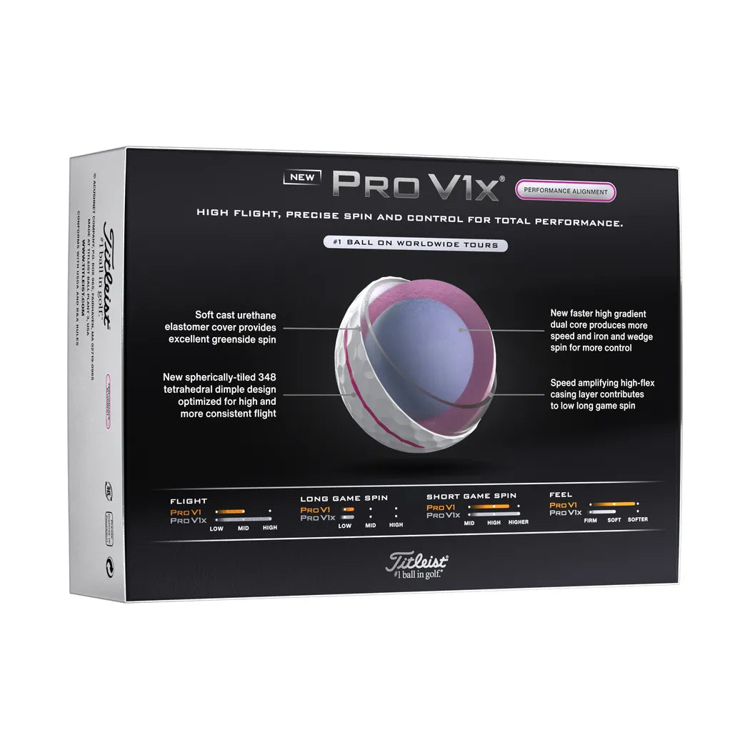 Titleist Pro V1x Performance Align Golfball Rosa